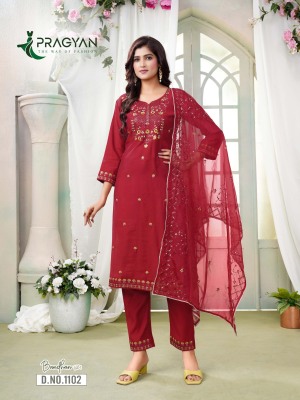 Bandhan vol 1 by Pragyan Roman silk Embroidered work readymade suit catalogue at affordable rate readymade suit catalogs