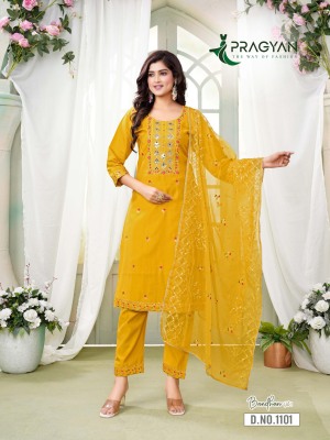 Bandhan vol 1 by Pragyan Roman silk Embroidered work readymade suit catalogue at affordable rate readymade suit catalogs