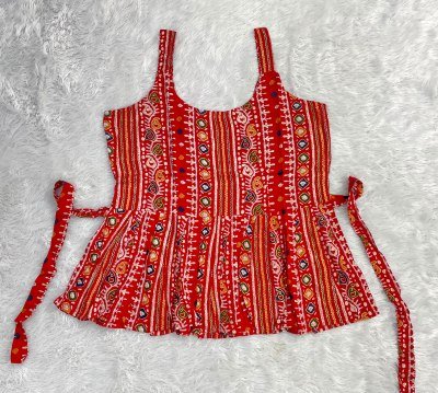 Bandhej Printed Soft Rayon Short Top with Back Belt kurtis catalogs