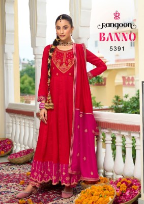 Banno  by Rangoon exclusive silk hand mirror anarkali suit catalogue at amaviexpo fancy Anarkali suit catalogs