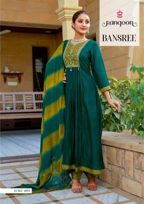 Bansree by Rangoon silk embroidered fancy anarkali suit catalogue at affordable rate readymade suit catalogs