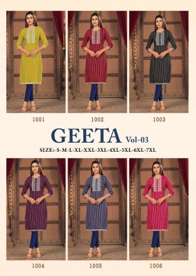 Banwarey Fashion Geeta Vol 3 Kurti catalogue wholesaler  kurtis catalogs