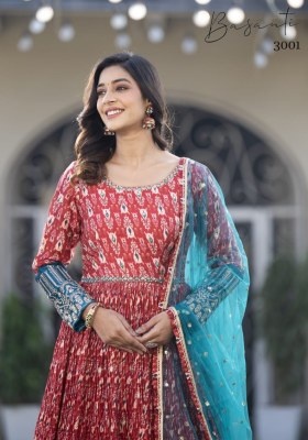 Basanti vol 03 present Designer embroidered with printed Gown Exclusive catalogue Amavi