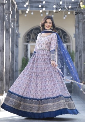 Basanti vol 03 present Designer embroidered with printed Gown Exclusive catalogue gown catalogs