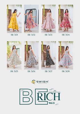 Be rich 5 by Swish fancy printed long flair gown catalogue at affordable rate kurtis catalogs