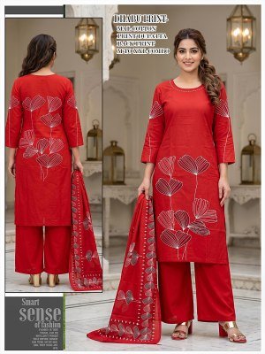 Beauty Winds Dhaboo Cotton 3 Piece Kurti Palazzo with Dupatta Set Size wise Combo Set