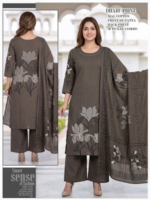 Beauty Winds Dhaboo Cotton 3 Piece Kurti Palazzo with Dupatta Set Size wise Combo Set