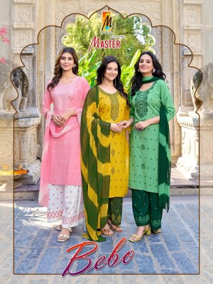 Bebo by Master Trendy Reyon top bottom with dupatta collection at low rate readymade suit catalogs