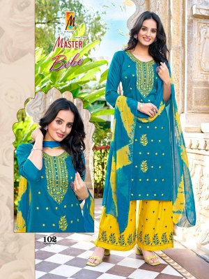 Bebo by Master Trendy Reyon top bottom with dupatta collection at low rate readymade suit catalogs