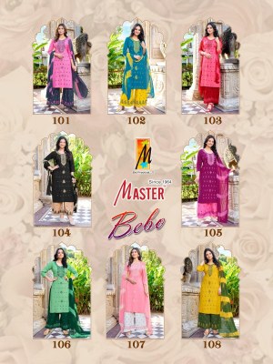 Bebo by Master Trendy Reyon top bottom with dupatta collection at low rate readymade suit catalogs