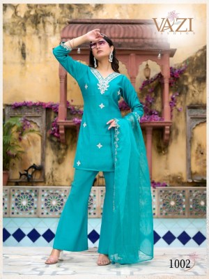 Bell Bottom by Vazi Creation Vertican fancy Cord Work short top with bottom and dupatta at affordable rate readymade suit catalogs