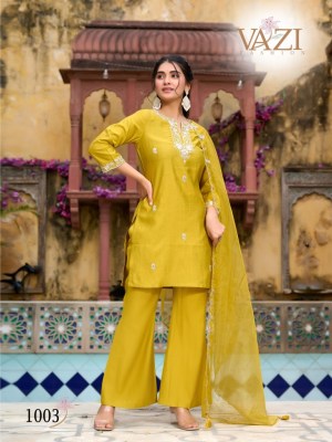 Bell Bottom by Vazi Creation Vertican fancy Cord Work short top with bottom and dupatta at affordable rate readymade suit catalogs