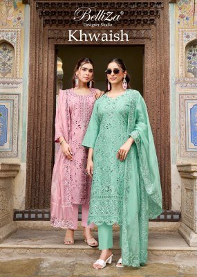 BelliZa Designer Studio KHWAISH Pure Cotton Lawn Karachi Dress Material 