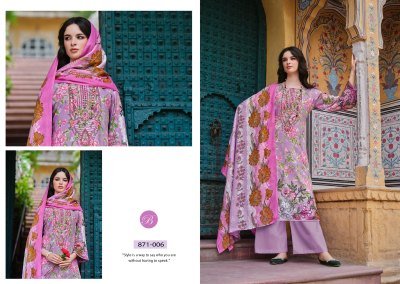 BelliZa Designer Studio Riwayat vol  13 Unstitched Premium Pure Viscose Rayon Digital Print Set with Heavy Self Embroidery And Pure Mal Mal Cotton Dup dress material catalogs