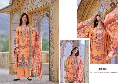 BelliZa Designer Studio Riwayat vol  13 Unstitched Premium Pure Viscose Rayon Digital Print Set with Heavy Self Embroidery And Pure Mal Mal Cotton Dup dress material catalogs