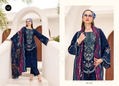 BelliZa Designer Studio Riwayat Vol 12  Unstitched Pure Viscose Rayon Top with Heavy Self Embroidery  Viscose Rayon Bottom Pure Mal Mal Cotton Digital kurtis catalogs