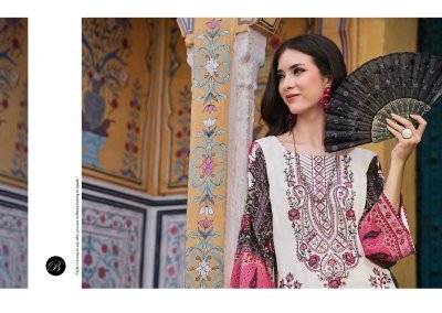 BelliZa Designer Studio Riwayat vol  13 Unstitched Premium Pure Viscose Rayon Digital Print Set with Heavy Self Embroidery And Pure Mal Mal Cotton Dup dress material catalogs