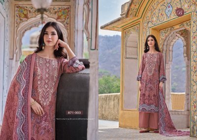 BelliZa Designer Studio Riwayat vol  13 Unstitched Premium Pure Viscose Rayon Digital Print Set with Heavy Self Embroidery And Pure Mal Mal Cotton Dup dress material catalogs