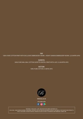 BelliZa Designer Studio Zareen Premium Unstitched Cotton Suit Set with Full Front Heavy Embroidery And Mal Mal Cotton Digital Print Dupatta Wholesale dress material catalogs