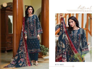 BelliZa Designer Studio Zareen Premium Unstitched Cotton Suit Set with Full Front Heavy Embroidery And Mal Mal Cotton Digital Print Dupatta Wholesale dress material catalogs