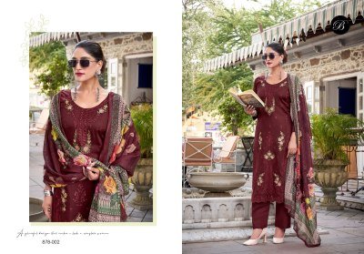 BelliZa Designer Studio Zarqash Vol 8 Premium Unstitched Ensemble Heavy Embroidered Pure Jam Top with Scalloped Hem Digital Print Pure Cotton Malmal D dress material catalogs