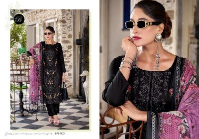 BelliZa Designer Studio Zarqash Vol 8 Premium Unstitched Ensemble Heavy Embroidered Pure Jam Top with Scalloped Hem Digital Print Pure Cotton Malmal D dress material catalogs