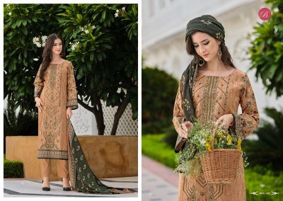 Belliza Bin Saeed Vol 8 Pure Cotton Suit with Heavy Embroidery And Mal Mal Cotton Dupatta Dress Material Wholesale dress material catalogs