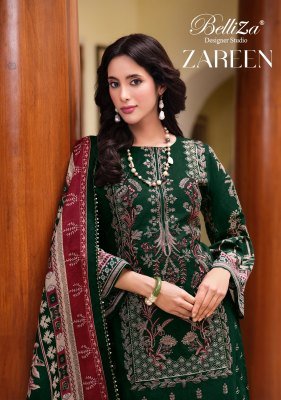 Belliza Designer Studio Zareen  Heavy Embroidered Pure Cotton Unstitched Suit with Lace Work Dupatta Wholesale  dress material catalogs