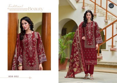 Belliza Designer Studio Zareen  Heavy Embroidered Pure Cotton Unstitched Suit with Lace Work Dupatta Wholesale  dress material catalogs