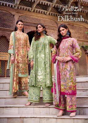 Belliza Dilkhush Pure Viscose Rayon Suit Set with Heavy Embroidery And Printed Plazo Dupatta Dress Material  Wholesale dress material catalogs