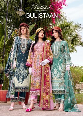 Belliza Gulistaan Pure Cotton Embroidered Dress Material 