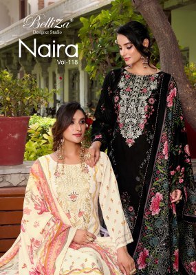 Belliza Naira Vol 118 Pure Cotton Dress Material with Mal Mal Dupatta And Heavy Embroidery Wholesale Belliza