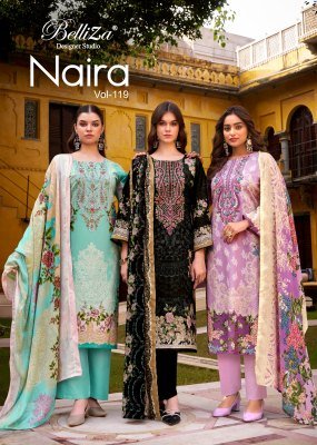 Belliza Naira Vol 119 Pure Cotton Suit Set  And Heavy Embroidery Wholesale Collection Belliza