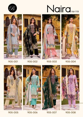 Belliza Naira Vol 119 Pure Cotton Suit Set  And Heavy Embroidery Wholesale Collection dress material catalogs