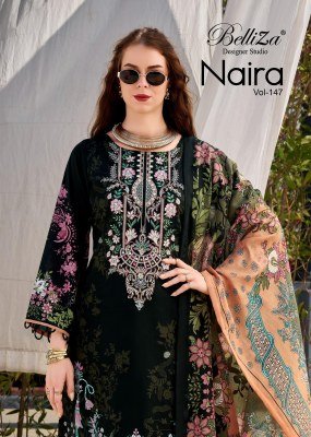 Belliza Naira Vol-147 Pure Cotton Embroidered Dress Material Collection wholesale catalogs