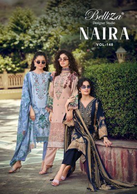 Belliza Naira Vol 148 Pure Cotton Designer Dress Material with Mal Mal Cotton Dupatta Belliza
