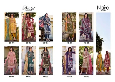 Belliza Naira Vol 34 Pure Cotton Embroidery Work Dress Material Wholesale catalogue  salwar kameez catalogs