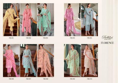 Belliza by Florence new fancy embroidered cotton printed unstitched salwar kameez catalogue at low rate salwar kameez catalogs