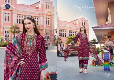 Belliza by Marhab Pure Crepe Digital Printed unstitched suit collection at low rate dress material catalogs