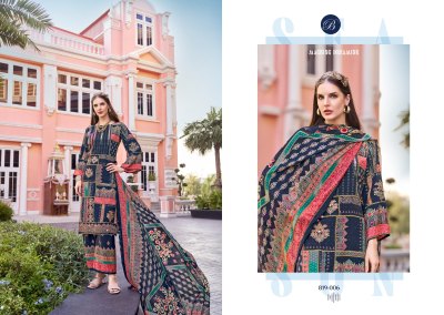 Belliza by Marhab Pure Crepe Digital Printed unstitched suit collection at low rate dress material catalogs
