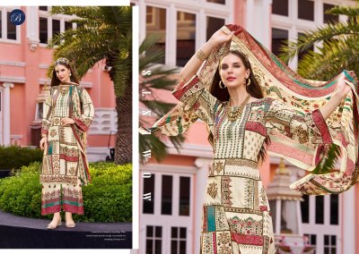 Belliza by Marhab Pure Crepe Digital Printed unstitched suit collection at low rate dress material catalogs