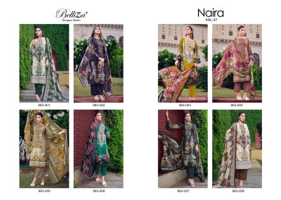 Belliza by Naira vol 37 pure cotton digital printed exclusive embroidered unstitched dress material catalogue at low rate salwar kameez catalogs