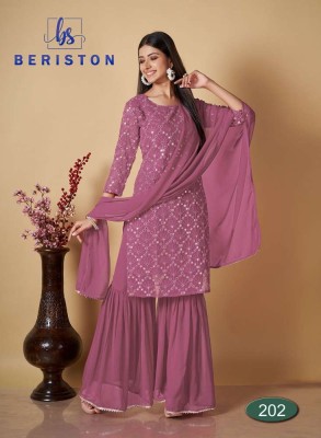 Beriston Bs vol 2 Georgette top with Sharara and dupatta set wholesale Kurti catalogue  Amavi