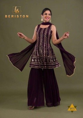 Beriston Bs vol 4 Georgette  Readymade Salwar Suits with Sharara and Dupatta set wholesale catalogue  kurtis catalogs