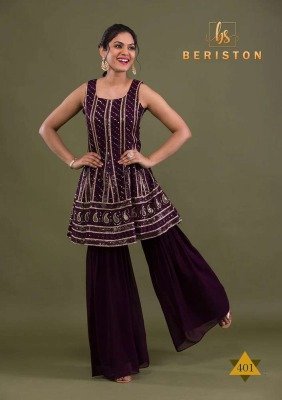 Beriston Bs vol 4 Georgette  Readymade Salwar Suits with Sharara and Dupatta set wholesale catalogue  kurtis catalogs