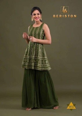 Beriston Bs vol 4 Georgette  Readymade Salwar Suits with Sharara and Dupatta set wholesale catalogue  kurtis catalogs