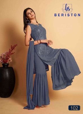 Beriston new launch Bs vol 1 Georgette Embroidery and Sequence Work Kurti sharara and dupatta set catalogue  kurtis catalogs