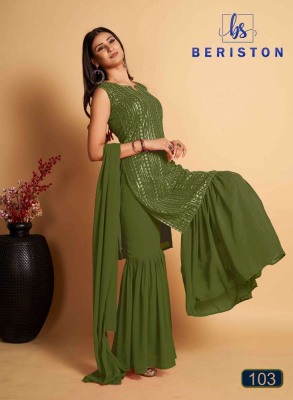 Beriston new launch Bs vol 1 Georgette Embroidery and Sequence Work Kurti sharara and dupatta set catalogue  kurtis catalogs