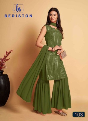 Beriston new launch Bs vol 1 Georgette Embroidery and Sequence Work Kurti sharara and dupatta set catalogue  kurtis catalogs
