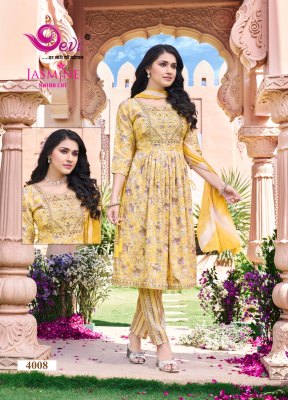 Bhagyalaxmi fabric by devi fancy jashmin naira cut readymade suit catalogue at affordable rate readymade suit catalogs
